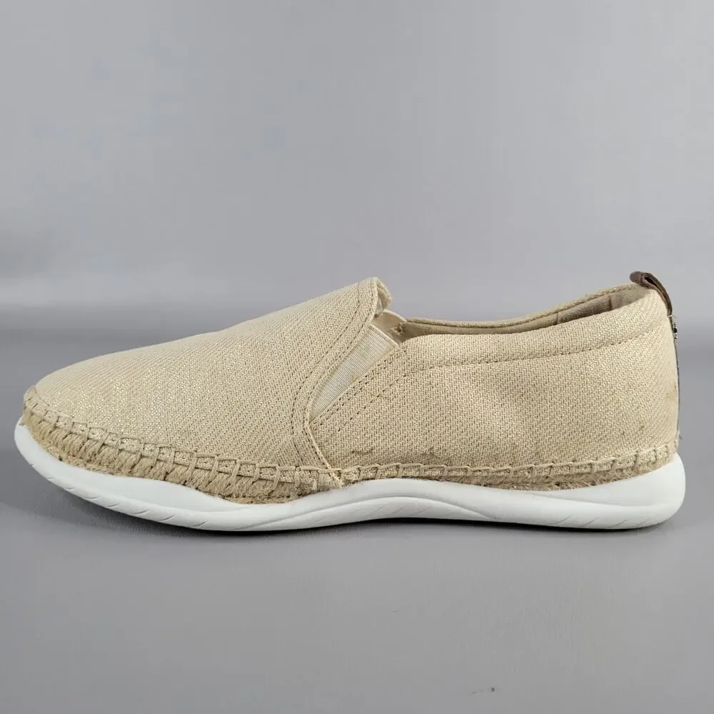 Sam Edelman Womens Kassie Espadrille Slip On Flats Size 10 M Beige Metallic
